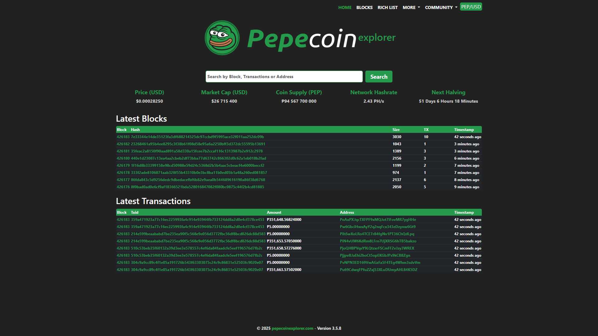 Pepecoin Explorer