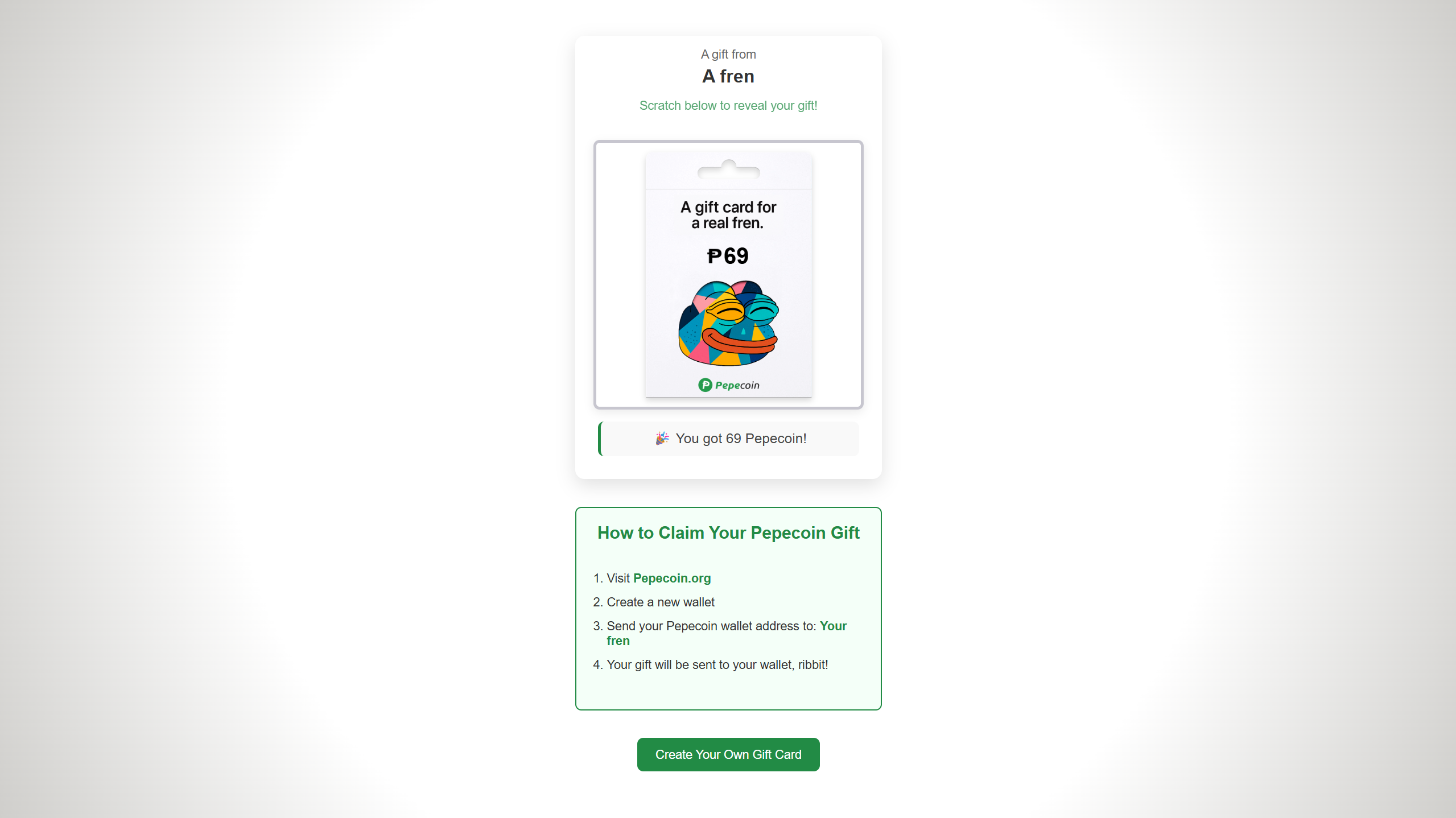 Pepe Gift Card Generator